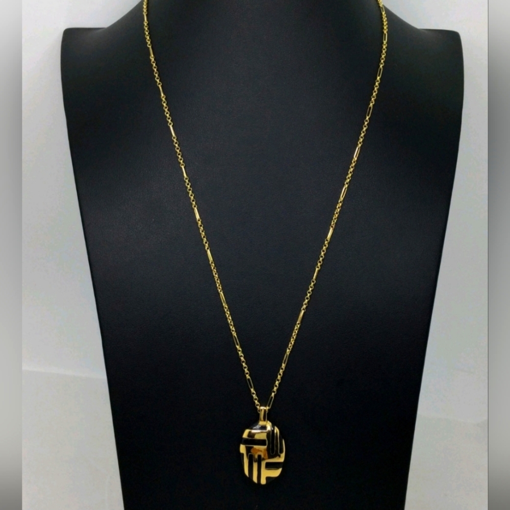 Kate Spade New York Black Enamel Pendant Necklace 22" EUC